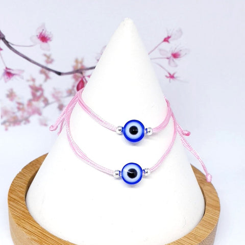 Evil Eye Bracelet Baby Bracelet Protection Bracelet Pink String Bracelet Mommy and Me Set of 2 - Davihappyshop