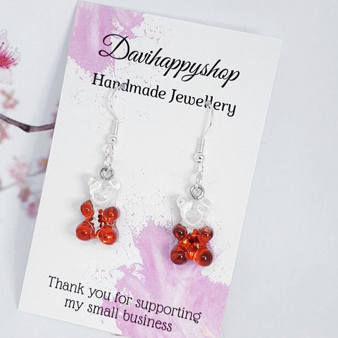 Handmade earrings,Gummy Bear Earrings ,Handmade Jewelry, Dangle earrings,Drop earrings