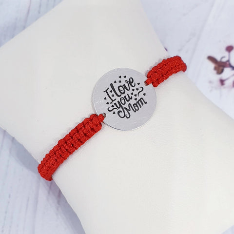 Handmade Bracelets With 16mm Coin Silver 925 Love you Mom - Davihappyshop