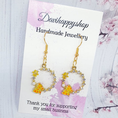 Handmade earrings,handmade jewelry, dangle earrings,butterfly earrings