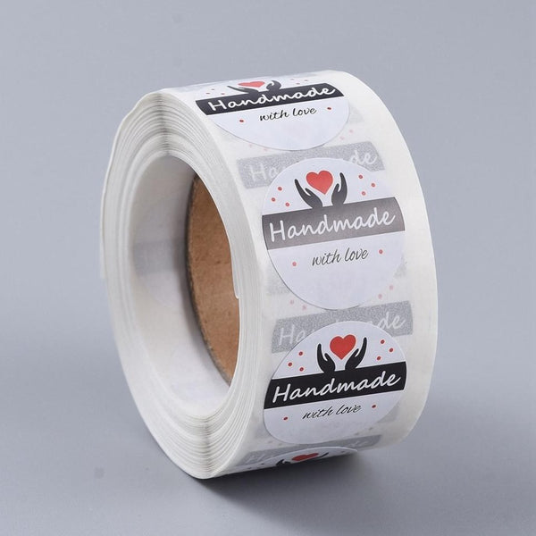 Handmade With Love Stickers Handmade Labels  Round Labels Craft 25mm - Davihappyshop