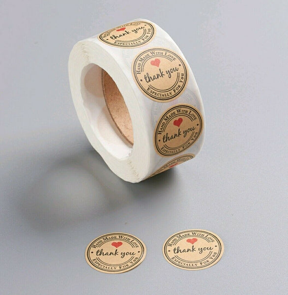 Handmade With Love Stickers Handmade Labels  Round Labels Craft 25mm - Davihappyshop